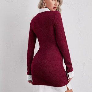 Collared Split Side Two Tone 2 In 1 XL Dress